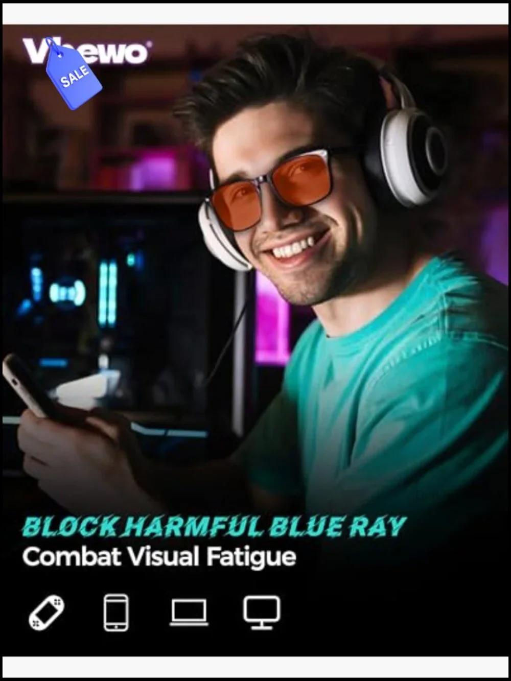 98.7% Blue Light Blocking Glasses 2 Pack Sleep Computer Gaming Anti Eye Strain